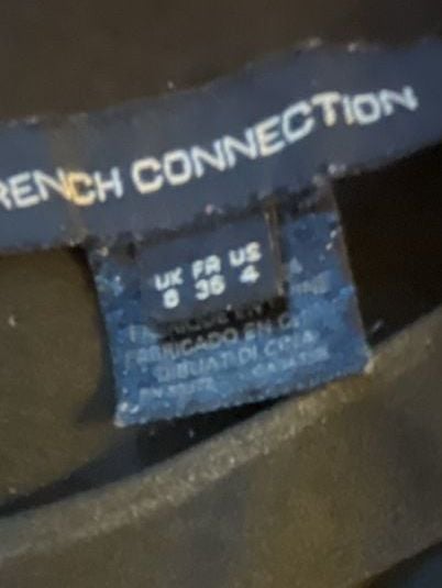 French Connection Black Blouse with Neon Yellow Trim Size 4 3