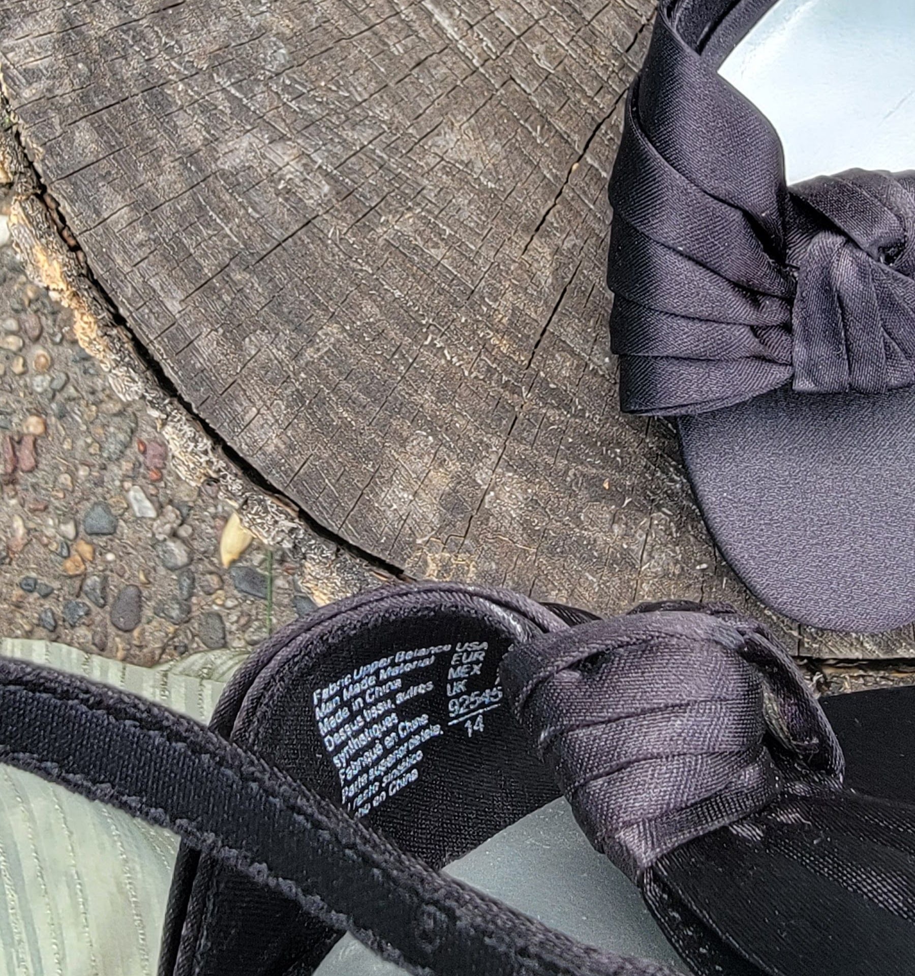 Fioni Night Black Satin Knot Ankle Strap Heels Size 8.5W 10