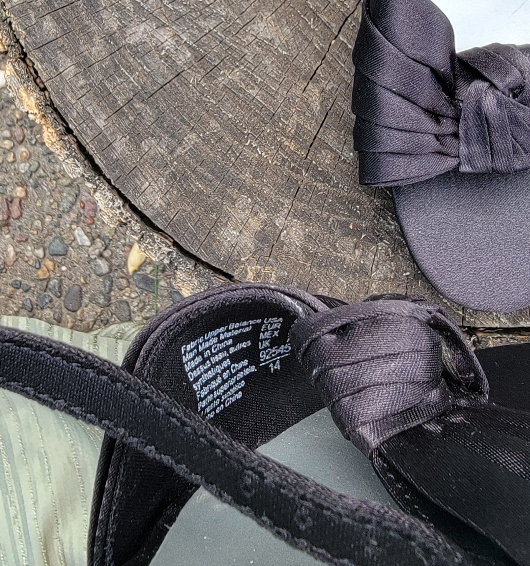 Fioni Night Black Satin Knot Ankle Strap Heels Size 8.5W 11