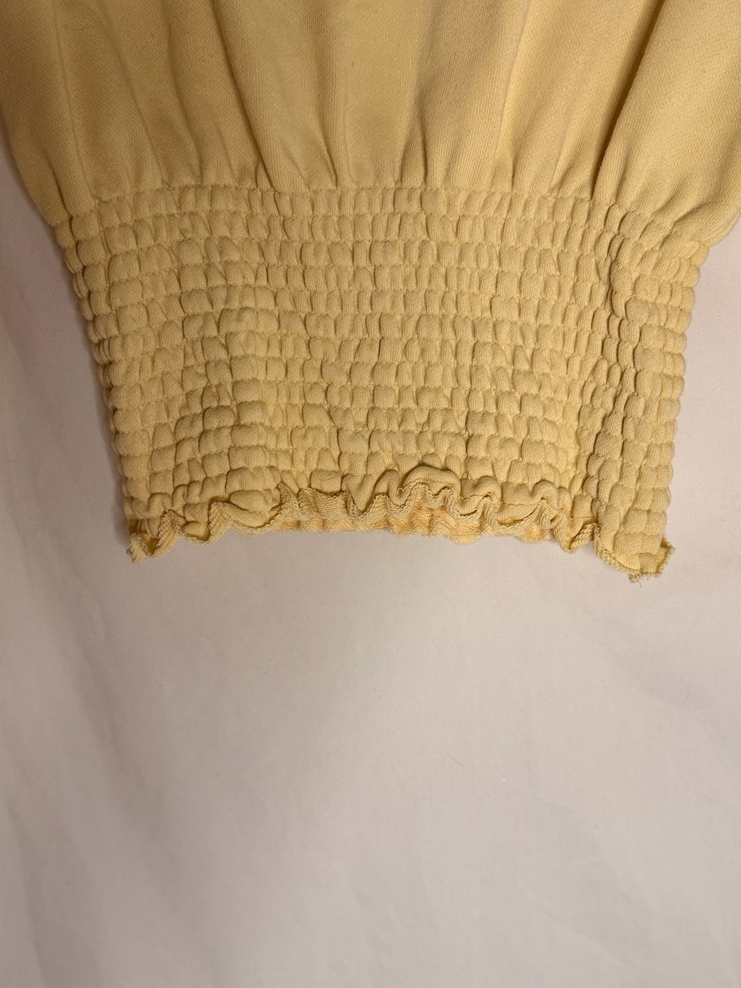 Out From Under Urban Outfitters Yellow Smocked Waist Long Sleeve Top Size S 5