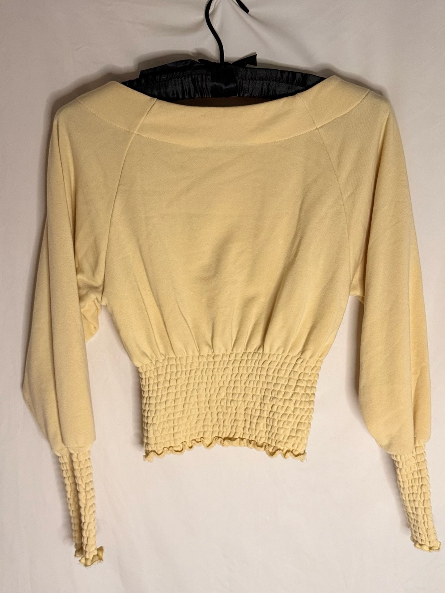 Out From Under Urban Outfitters Yellow Smocked Waist Long Sleeve Top Size S 6
