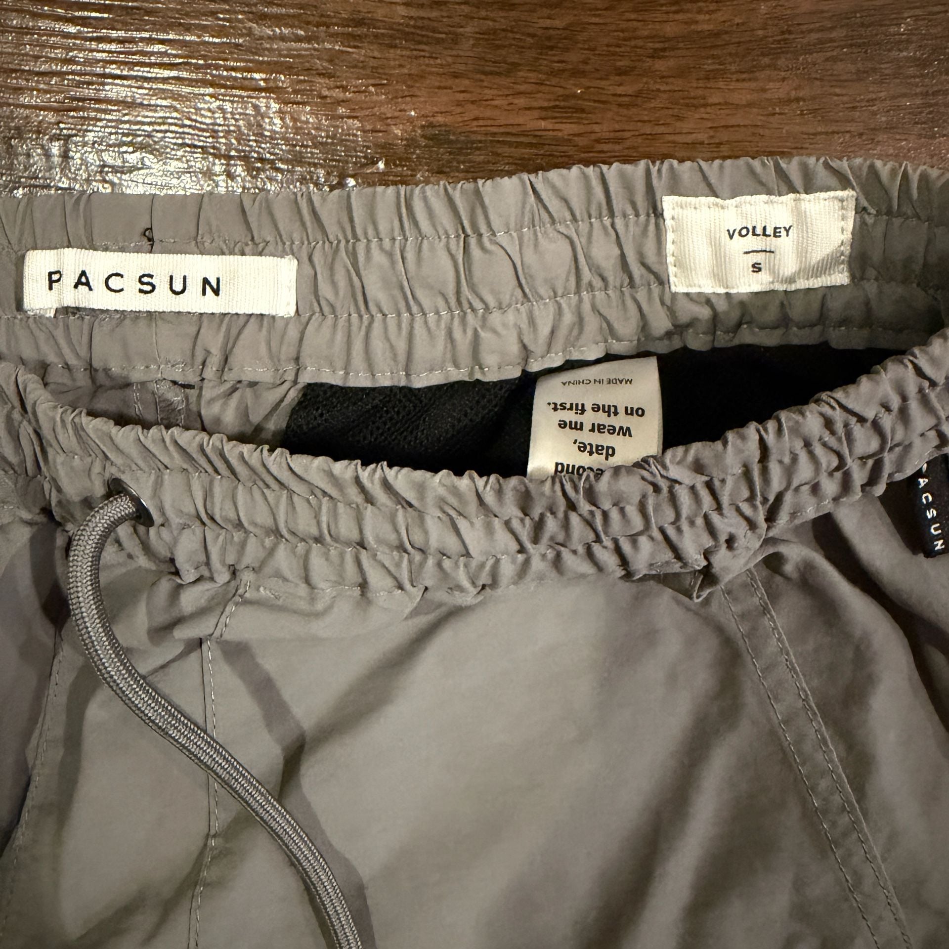 PacSun Volley Shorts Size S Gray Drawstring Elastic Waist 3