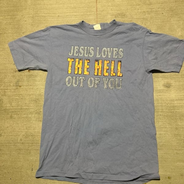Vintage, The Black Dog Jesus Loves The Hell Out Of You Christ Shirt