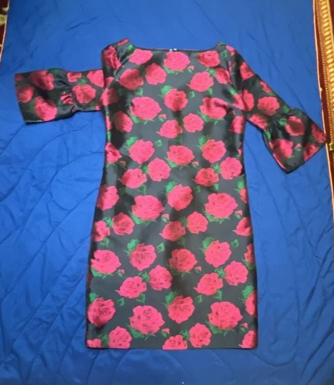 Janie J Rose Print Bell Sleeve Dress Size 4 3