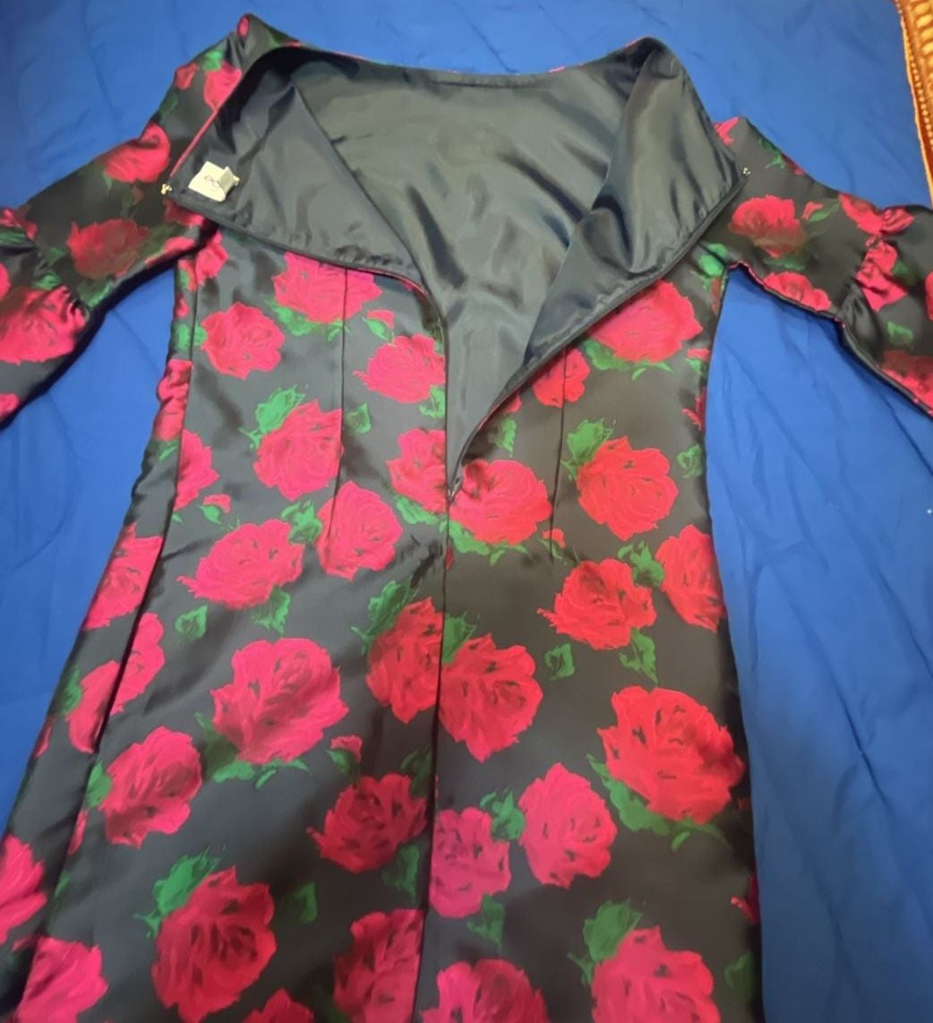 Janie J Rose Print Bell Sleeve Dress Size 4 7