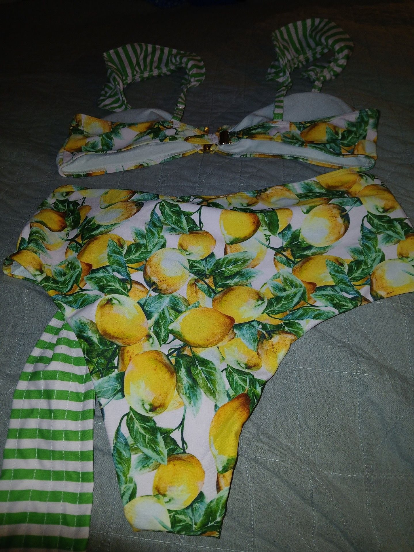 Chicwish Lemon Print High-Waisted Bikini Set Size L 3