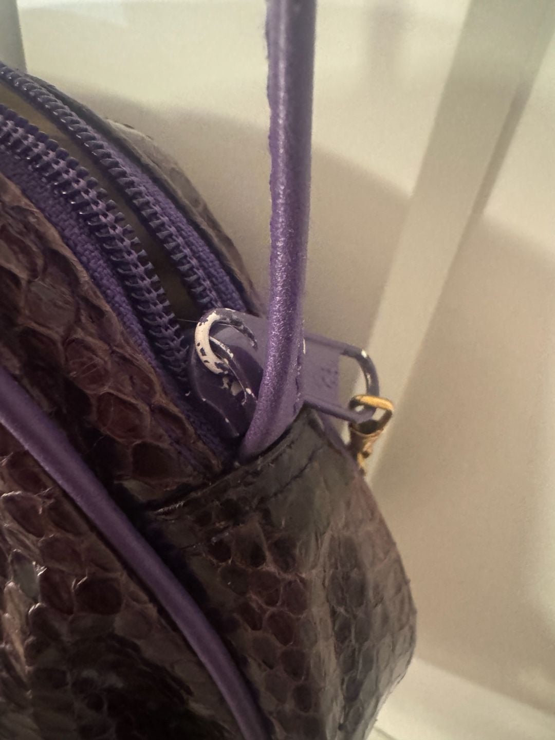 Vintage Pierre Cardin Purple Snakeskin Embossed Leather Crossbody Bag 5
