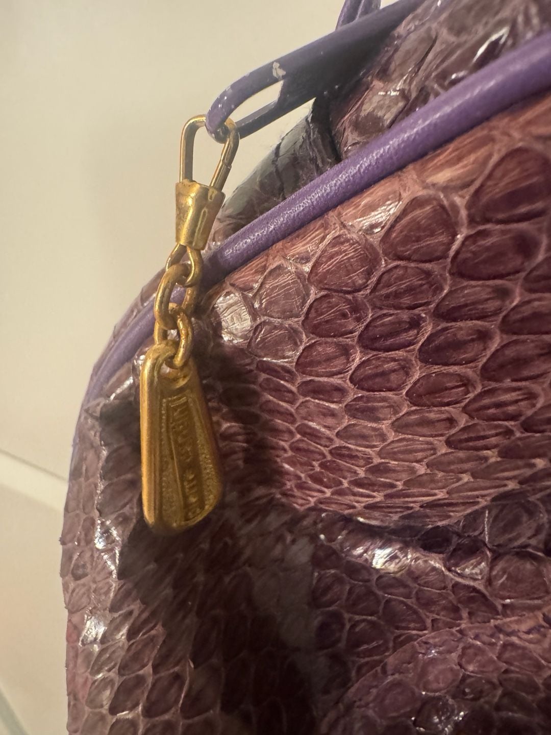 Vintage Pierre Cardin Purple Snakeskin Embossed Leather Crossbody Bag 6