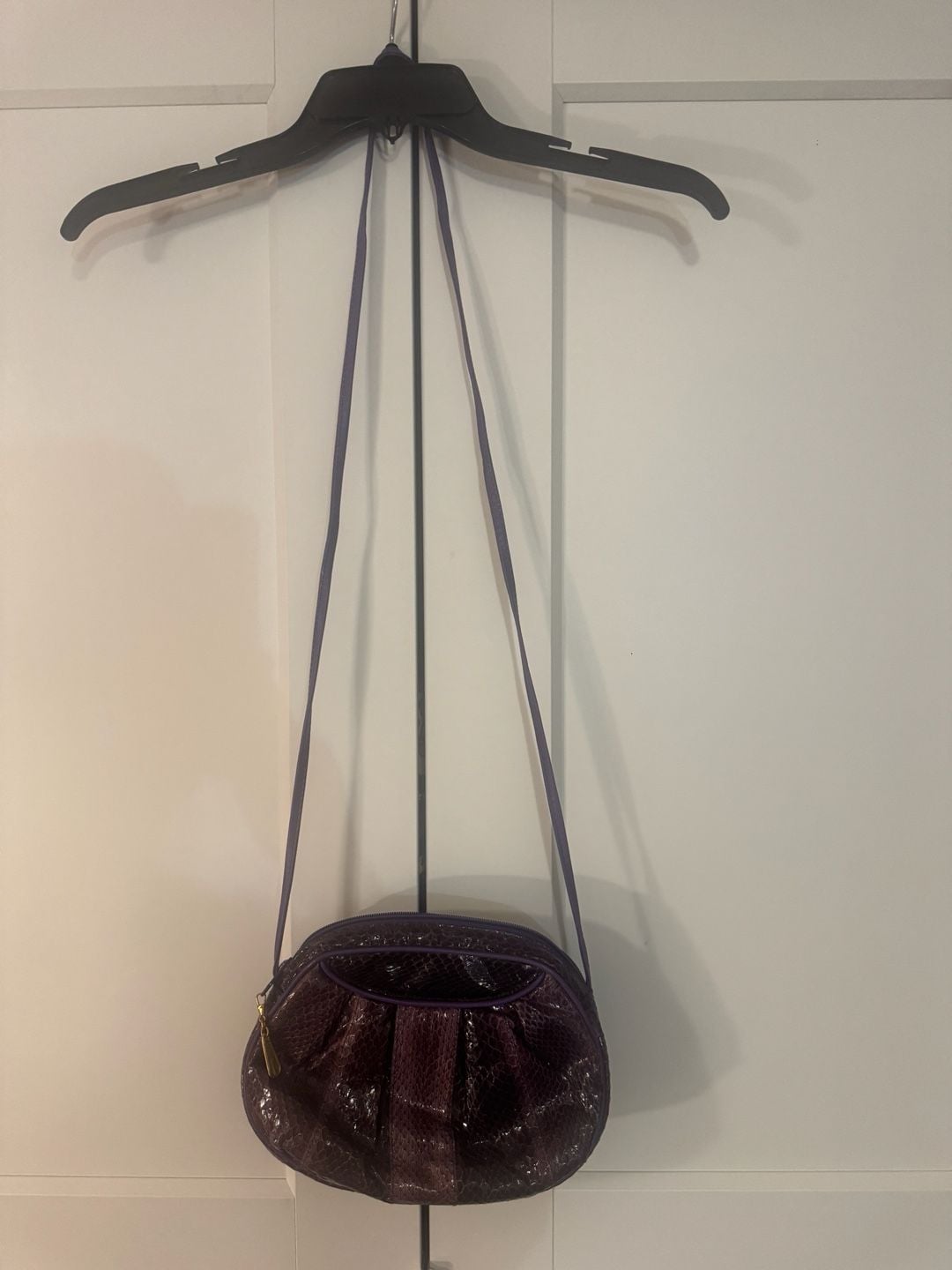 Vintage Pierre Cardin Purple Snakeskin Embossed Leather Crossbody Bag 7