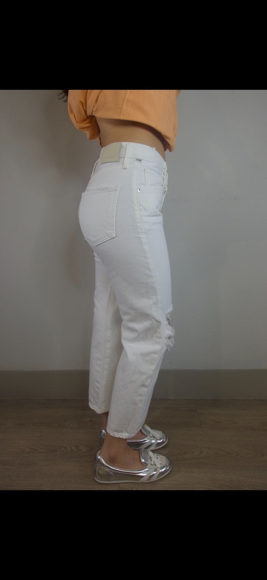 Citizens of Humanity Emery Crop Distressed White Jeans Size 28 3