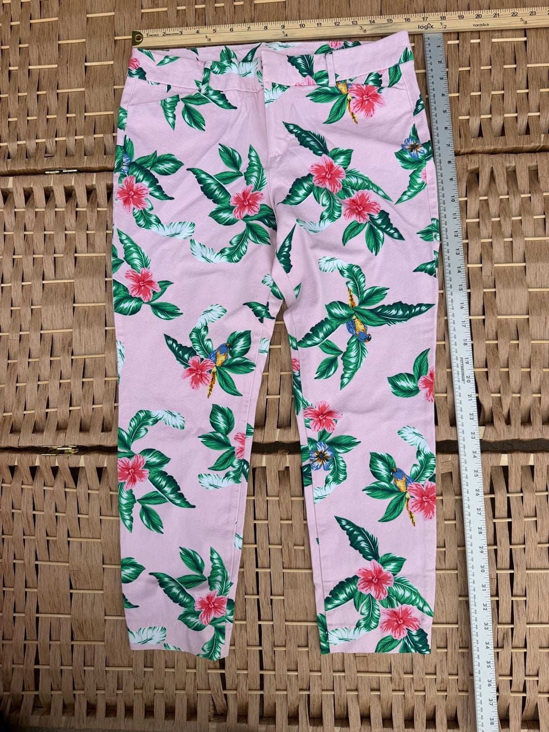 Old Navy Pixie Pants Size 12 Pink Floral Tropical Print 3