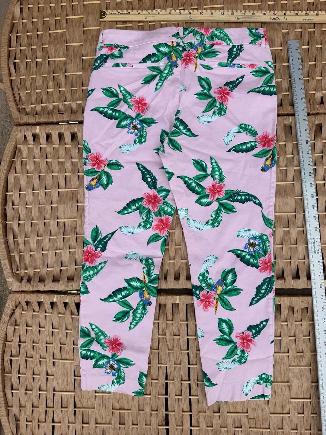 Old Navy Pixie Pants Size 12 Pink Floral Tropical Print 2
