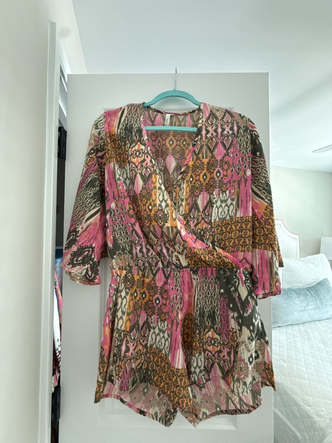Elan Women's Size S Printed Wrap Romper 2
