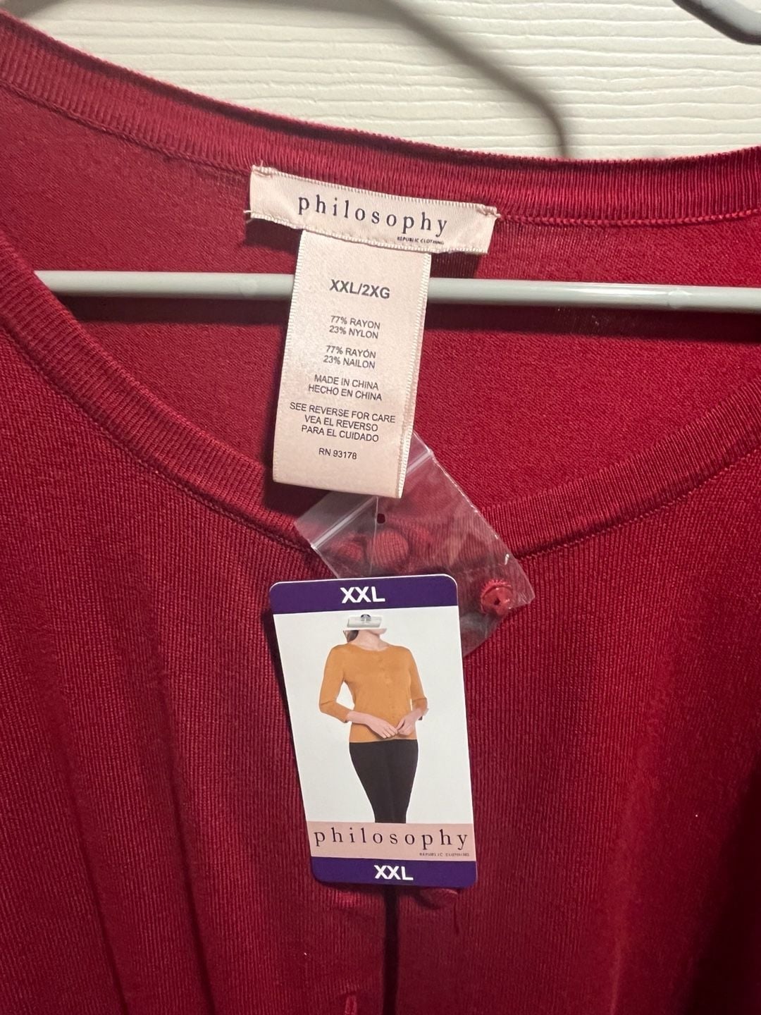 Philosophy Republic Clothing Crimson Button-Front Cardigan Sweater XXL 2