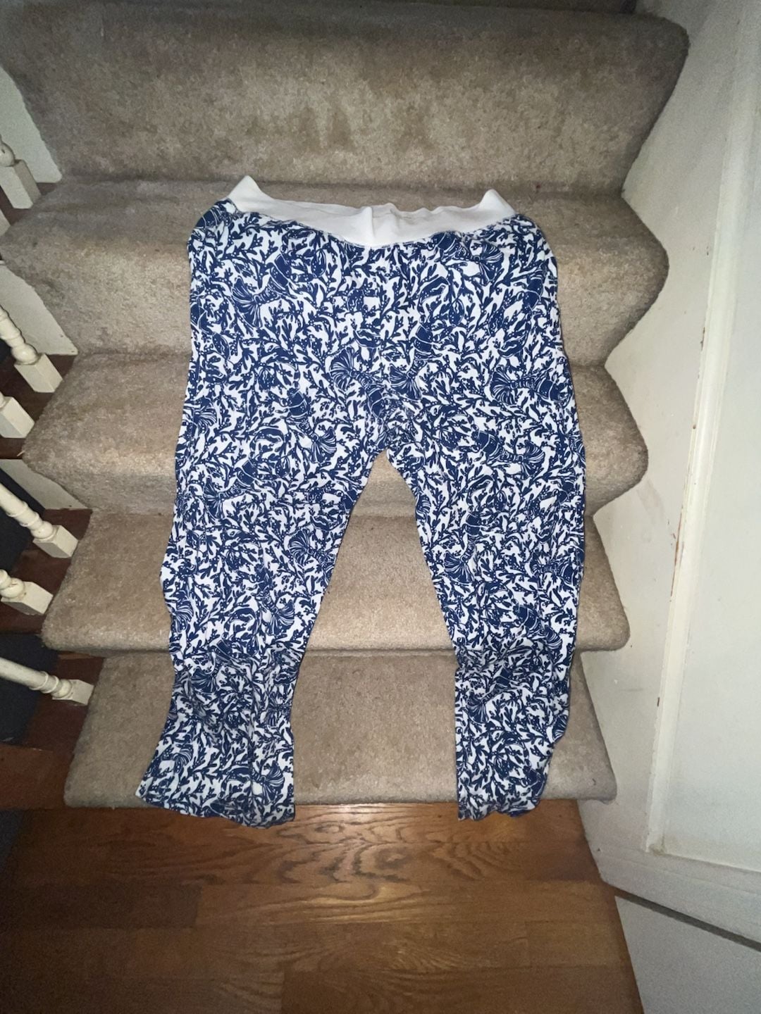 Lilly Pulitzer Blue and White Printed Lounge Pants Size XL 2