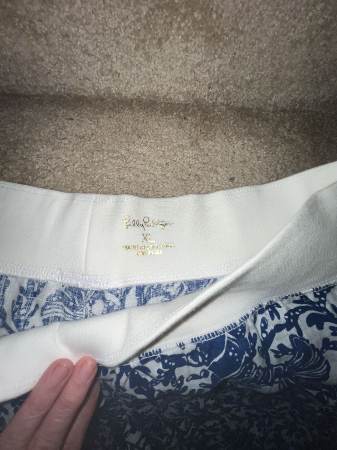 Lilly Pulitzer Blue and White Printed Lounge Pants Size XL 3