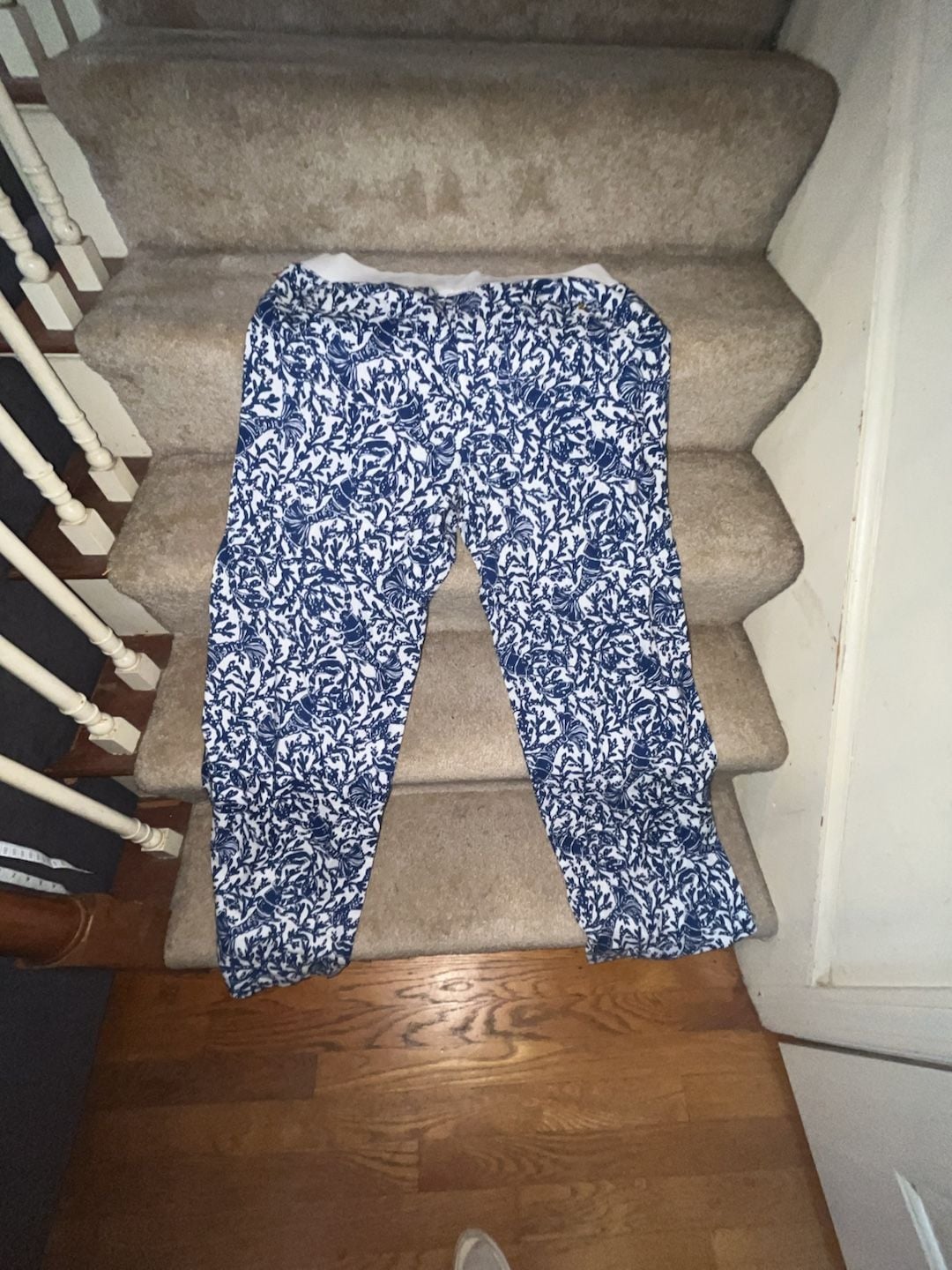 Lilly Pulitzer Blue and White Printed Lounge Pants Size XL 4