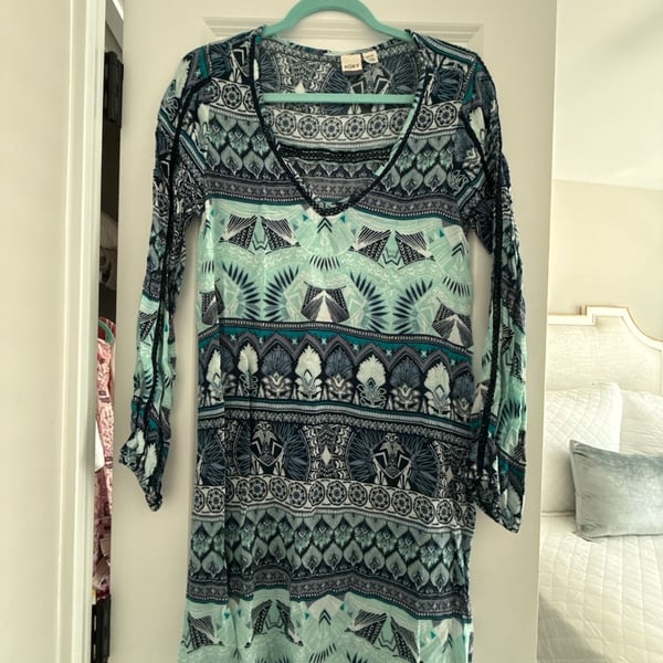 Roxy Long Sleeve Printed Tunic Dress Size S
