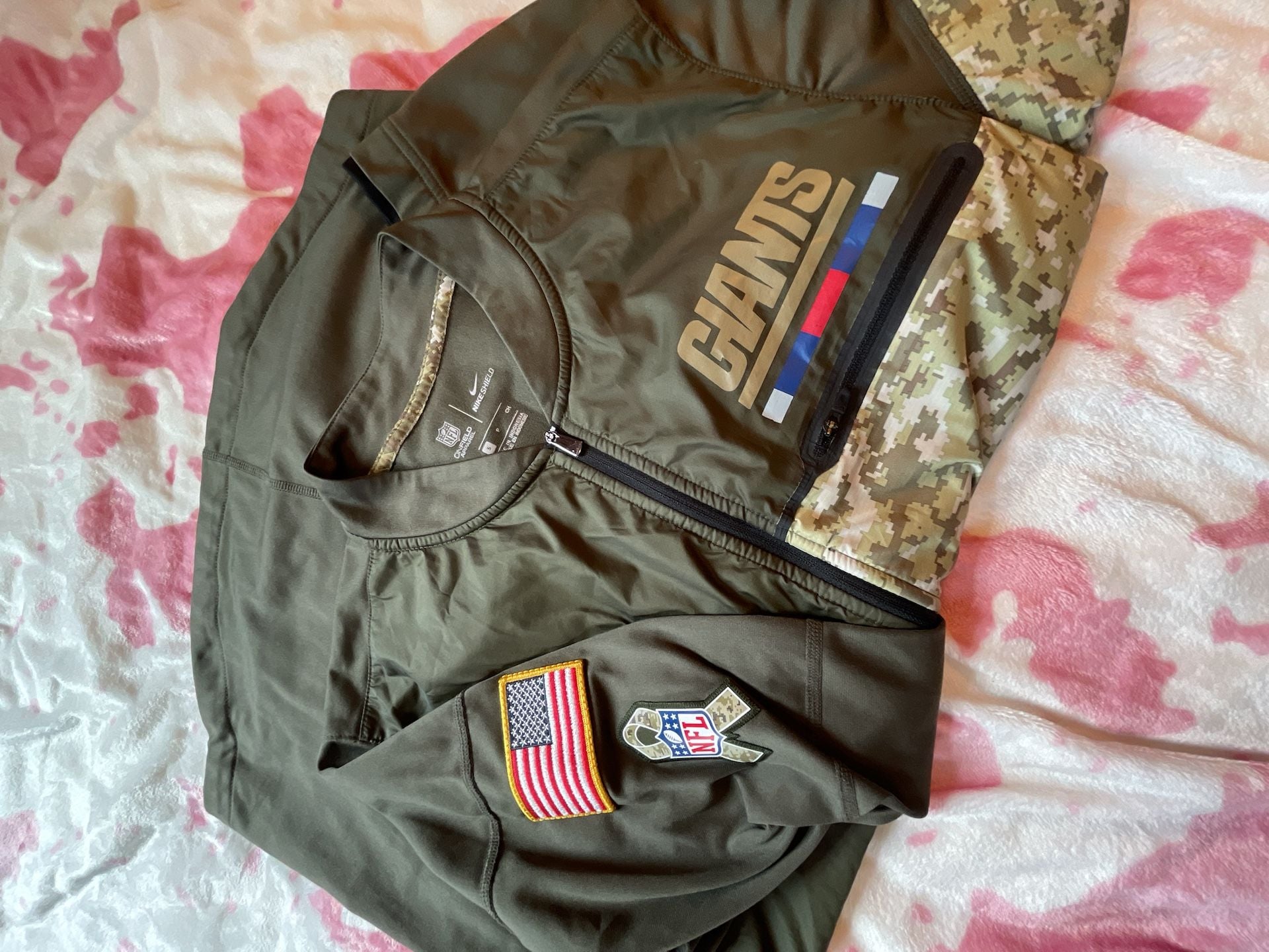 Nike New York Giants Salute to Service Shield Quarter Zip Jacket Size S 14
