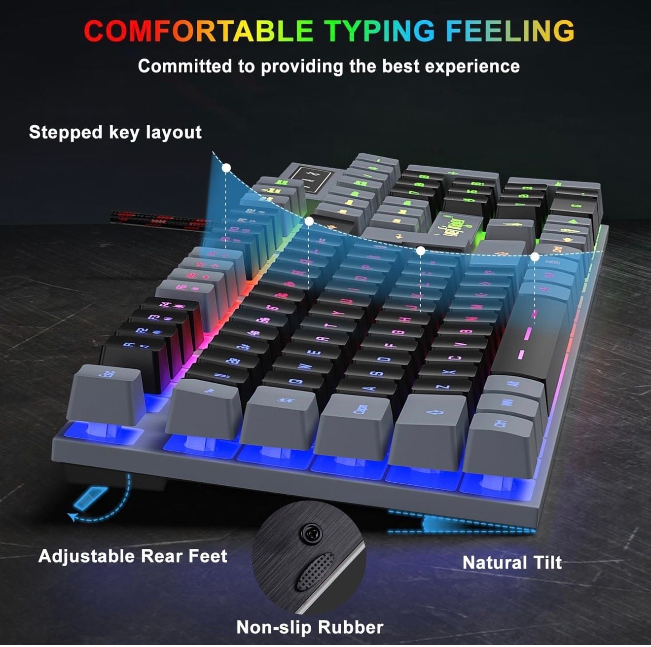 Bluefinger Wired RGB Backlit Gaming Keyboard and Mouse Combo 2