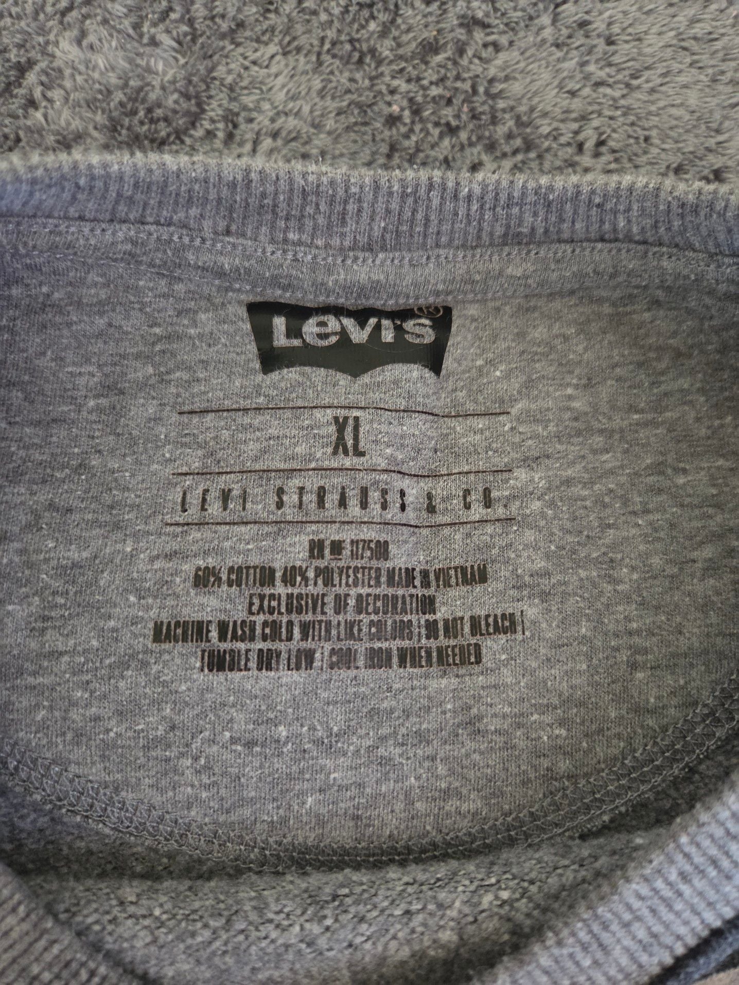 Levi's Men's XL Gray Geometric Pattern Long Sleeve Crewneck Shirt 3