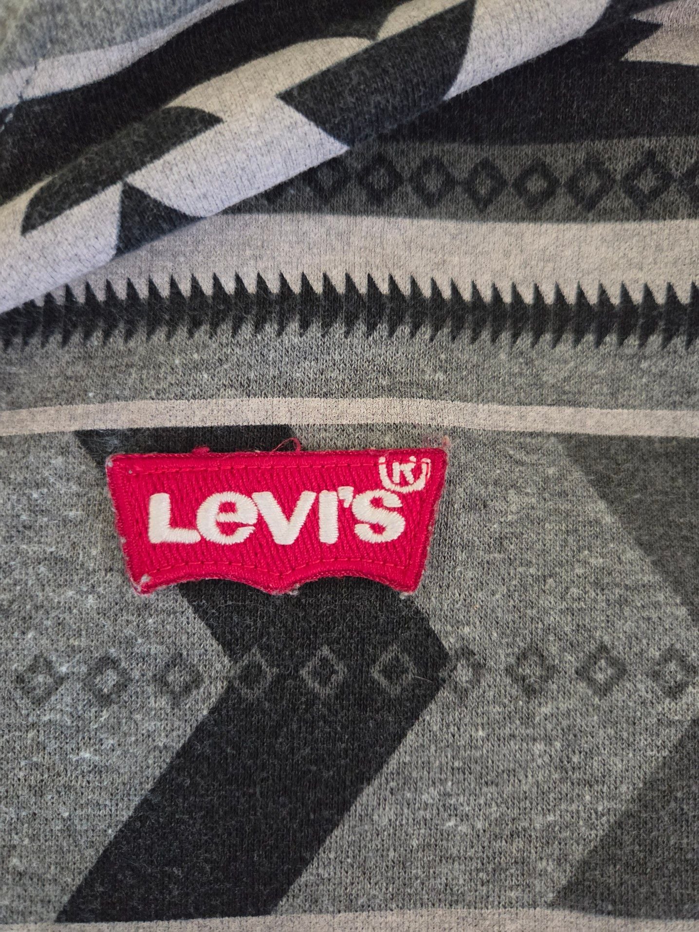 Levi's Men's XL Gray Geometric Pattern Long Sleeve Crewneck Shirt 4