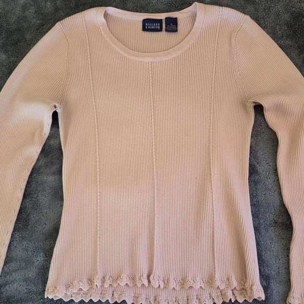 Hillard & Hanson Women's Ribbed Knit Long Sleeve Top Pink Size M