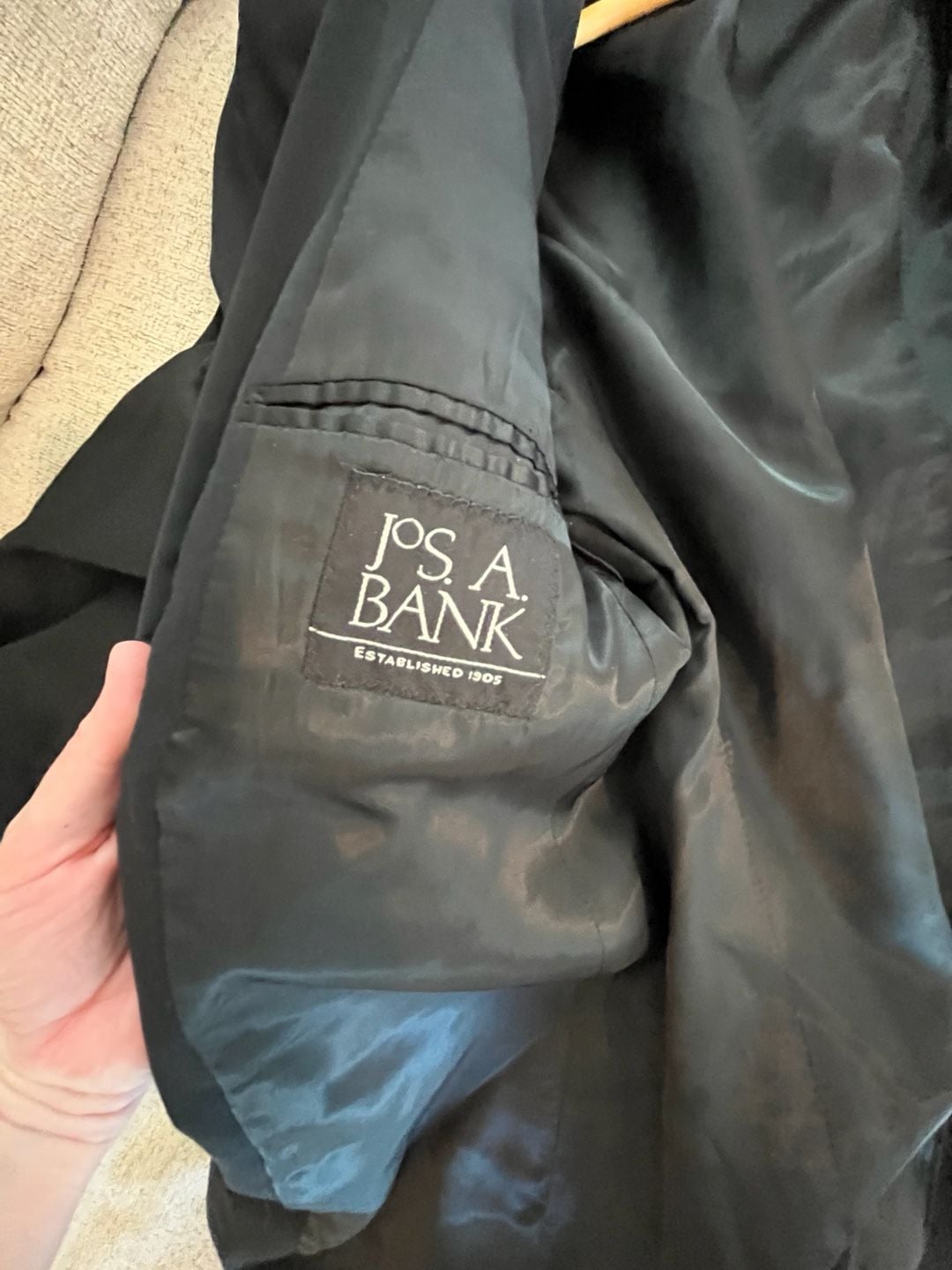 Jos. A. Bank, Cashmere Wool Blend, Men's 40R Suit Jacket/34R Pants, Black 7