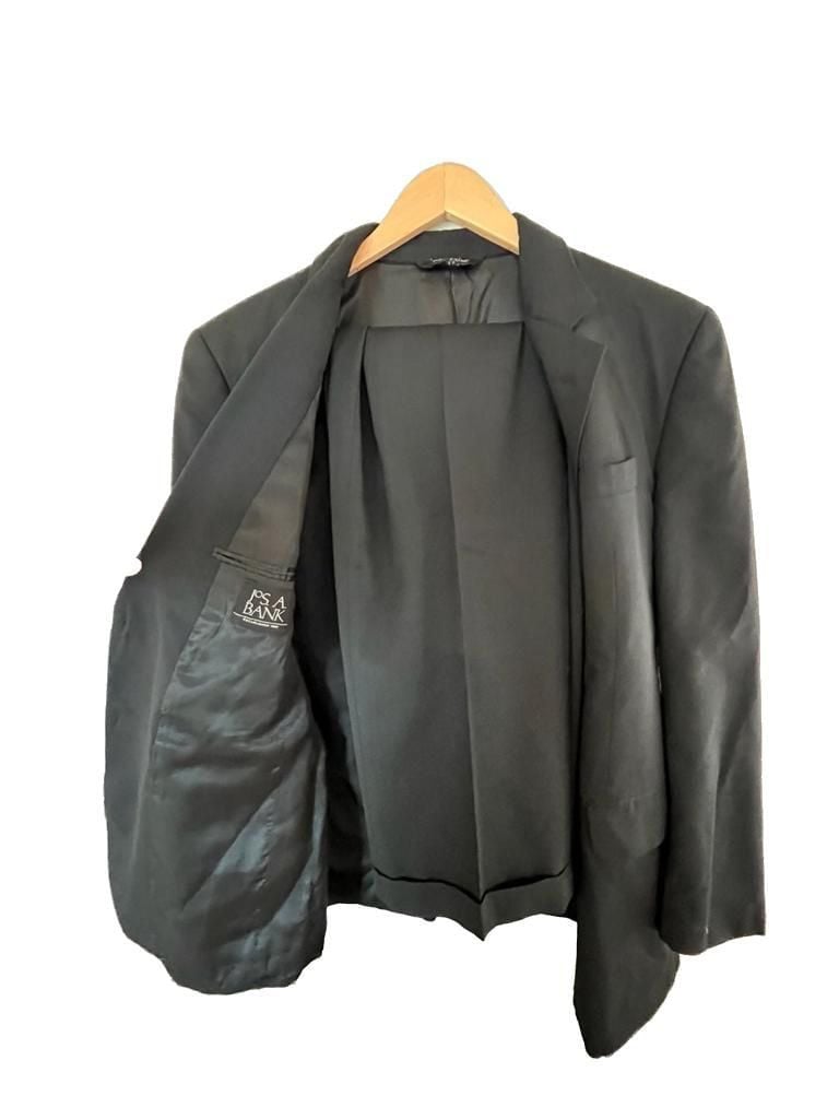 Jos. A. Bank, Cashmere Wool Blend, Men's 40R Suit Jacket/34R Pants, Black 1