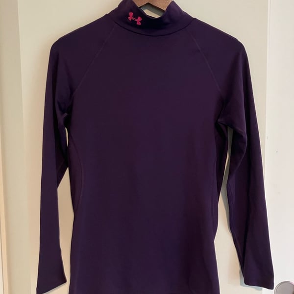 Under Armour ColdGear Mock Neck Long Sleeve Shirt Purple Women's Size MD