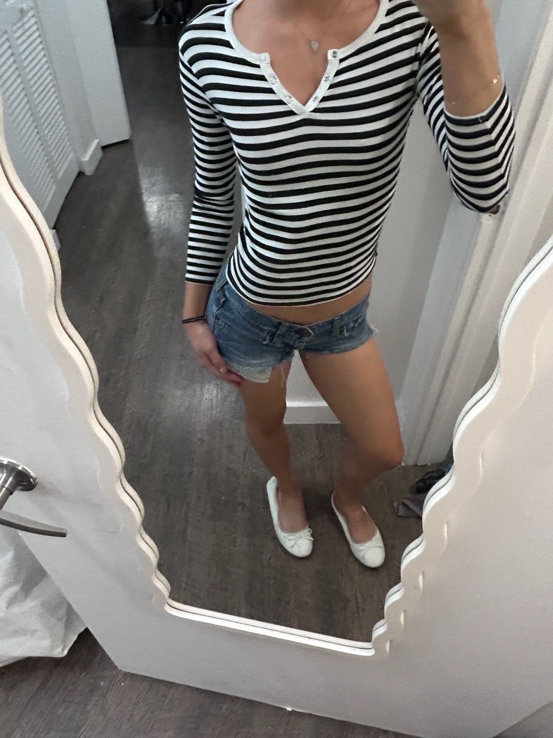 Striped Long Sleeve Henley Crop Top 2