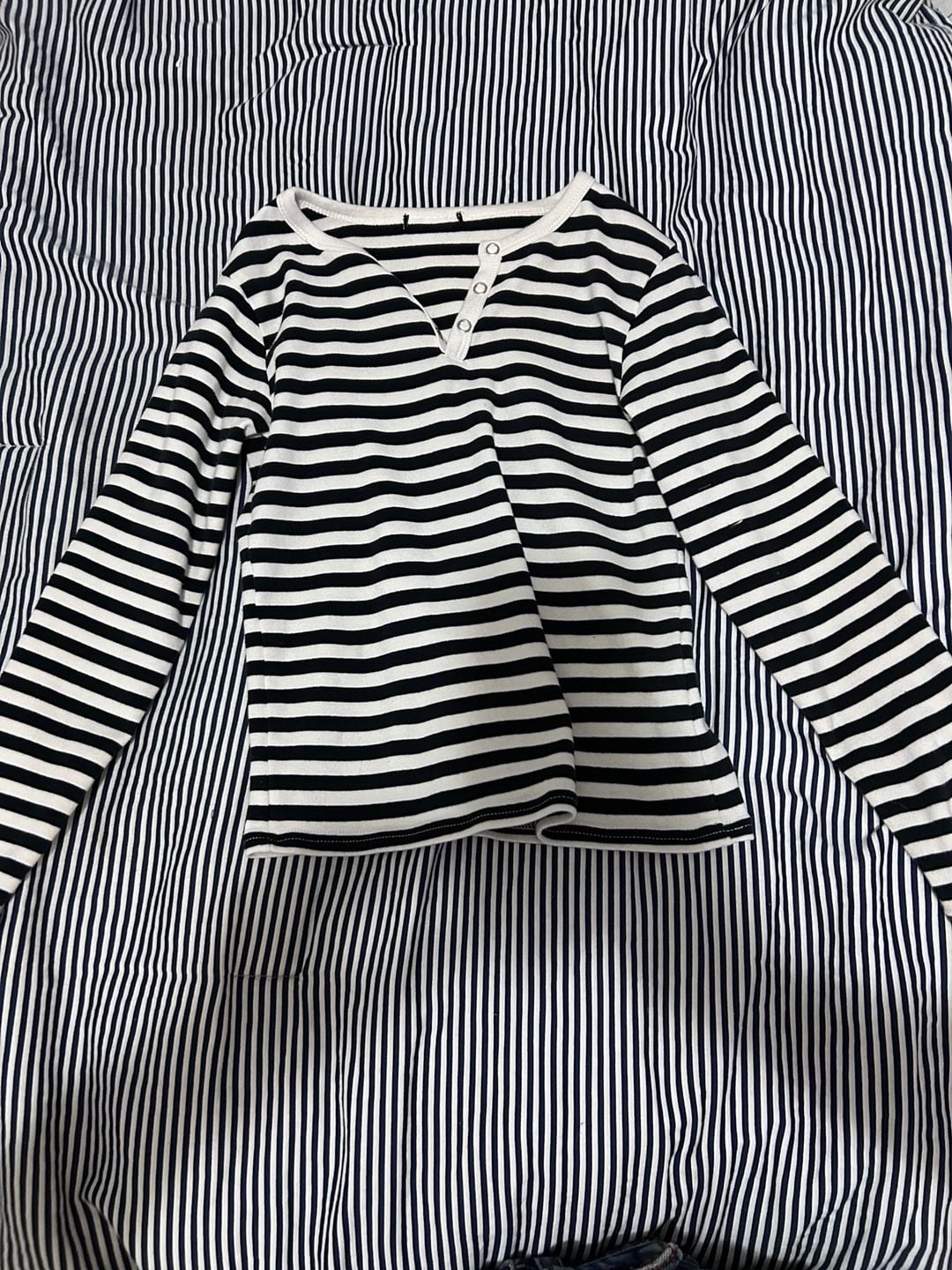 Striped Long Sleeve Henley Crop Top 3