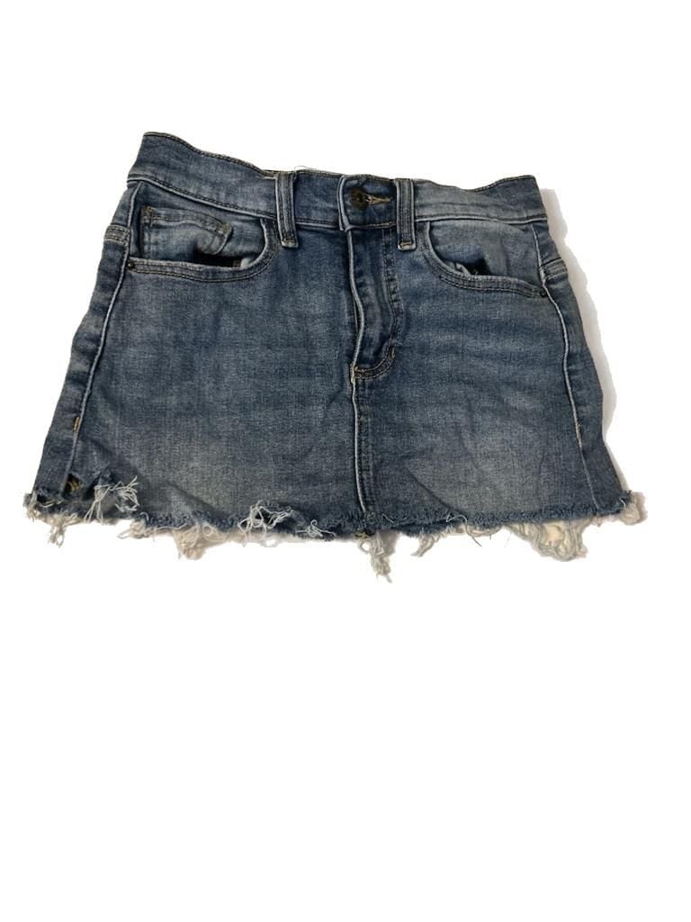 Denim Mini Skirt Raw Hem 1