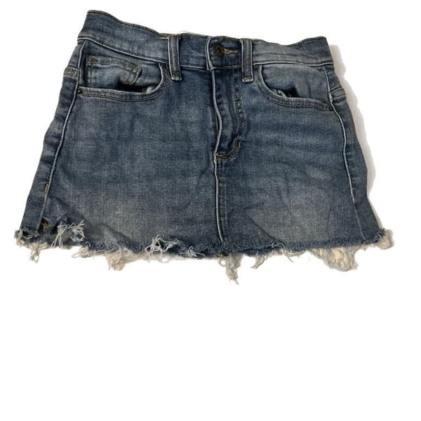 Denim Mini Skirt Raw Hem