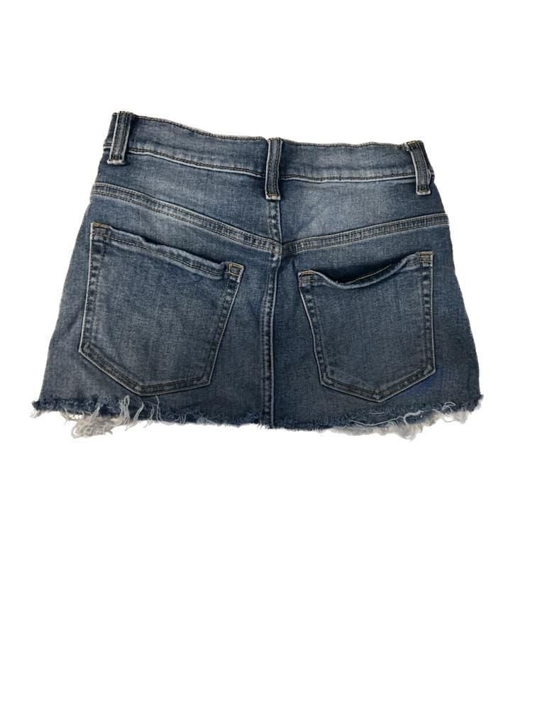 Denim Mini Skirt Raw Hem 2
