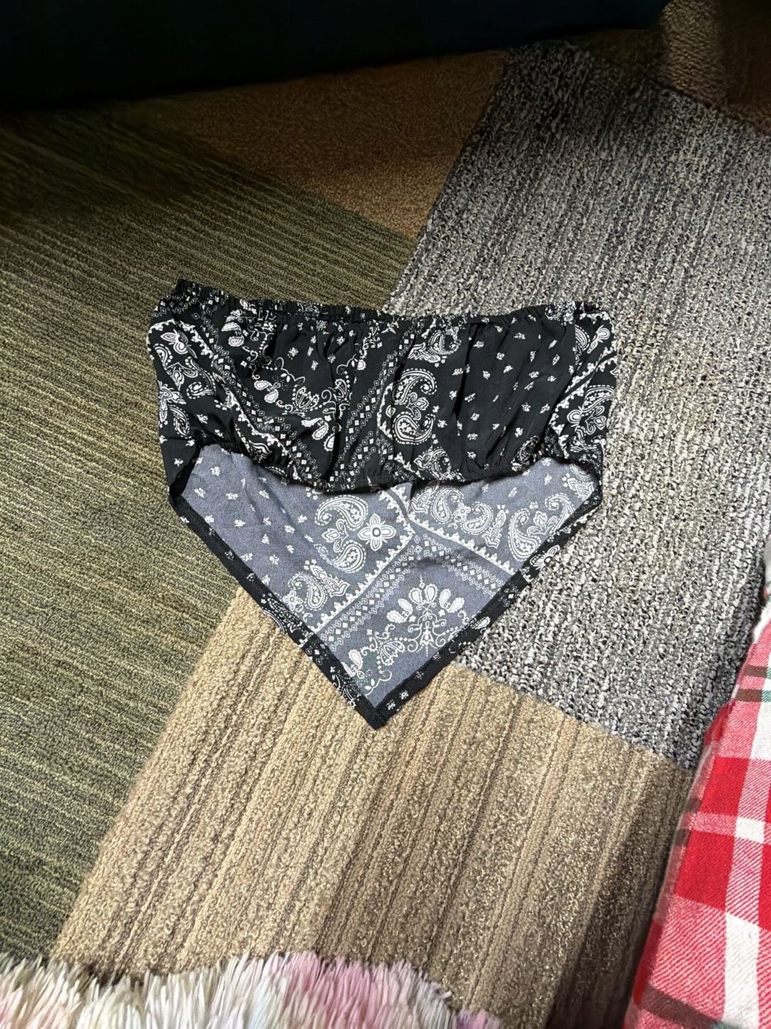 SHEIN Black Paisley Bandana Print Tube Top Size L 4