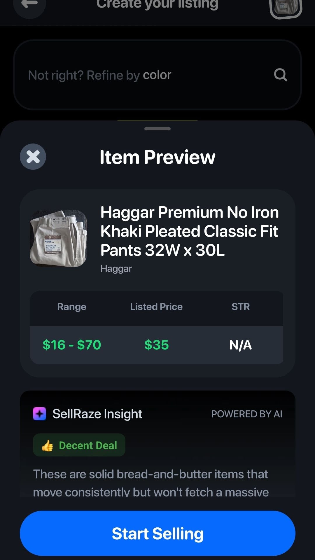 Haggar Premium No Iron Khaki Pleated Classic Fit Pants 32W x 30L.
*$70 on tags* 6