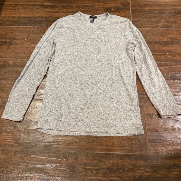 Forever 21 Men Gray Heathered Long Sleeve Crew Neck Shirt Size M
