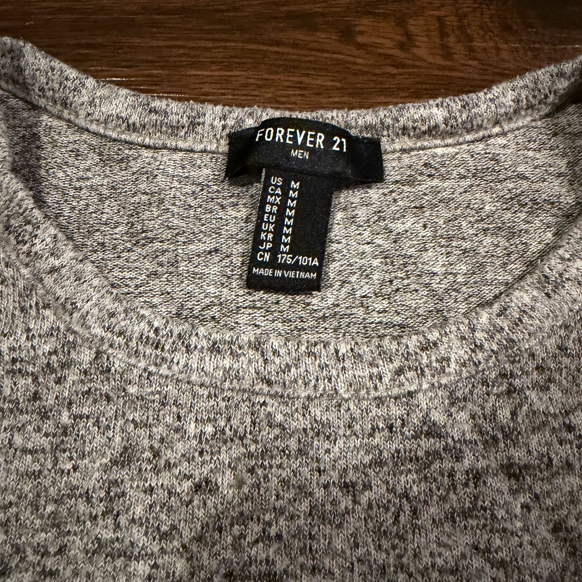 Forever 21 Men Gray Heathered Long Sleeve Crew Neck Shirt Size M 3