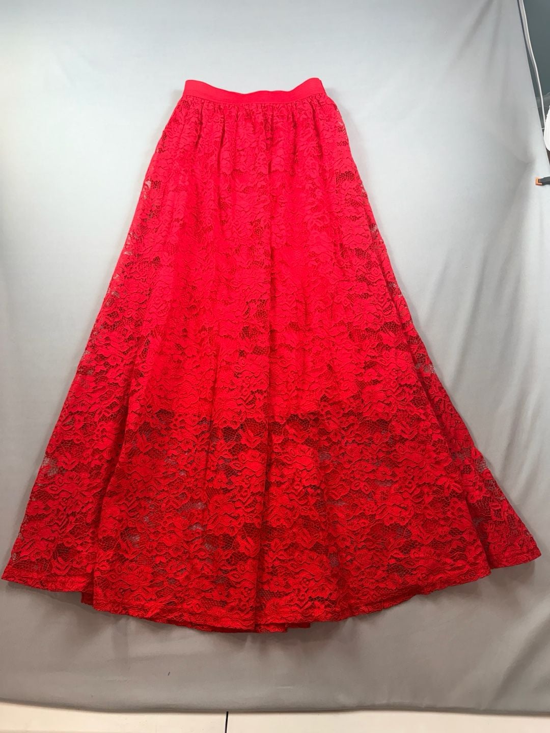 Laffaire Los Angeles Red Lace A-Line Maxi Skirt Size S 3