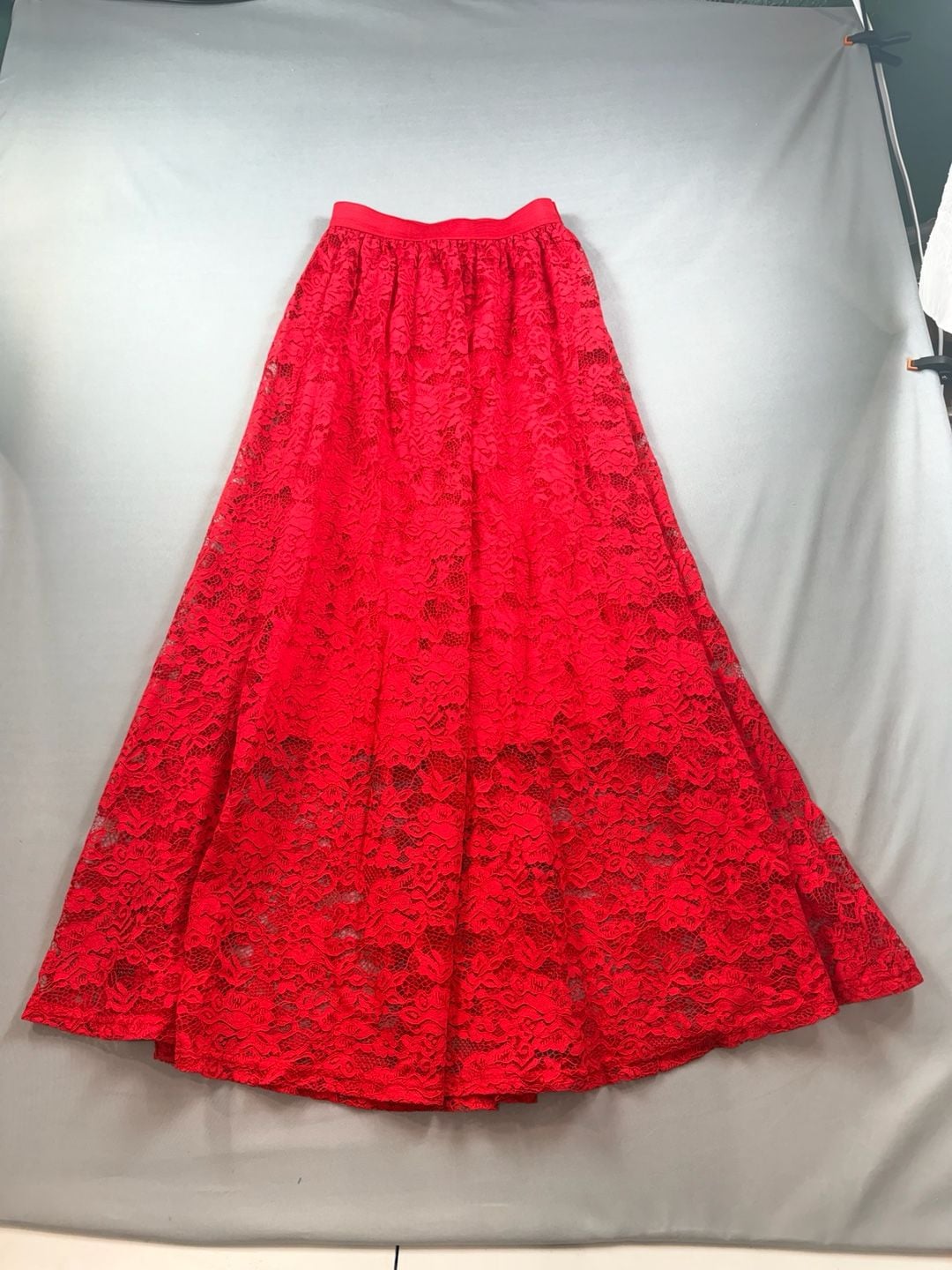 Laffaire Los Angeles Red Lace A-Line Maxi Skirt Size S 4