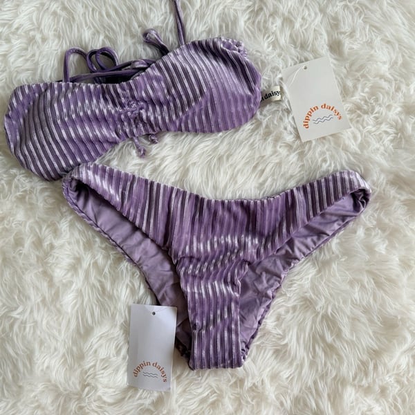 Dippin Daisys Purple Velvet Bikini Set Size S