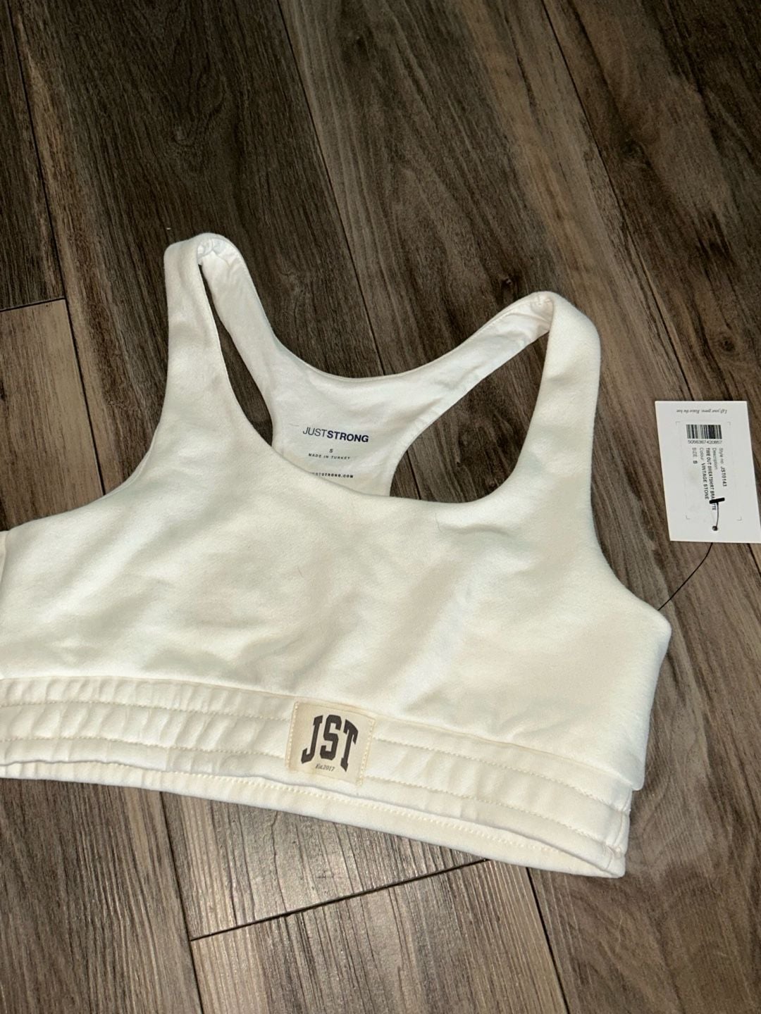 Just Strong Time Out Sweatshirt Bralette Size S Vintage Stone 2
