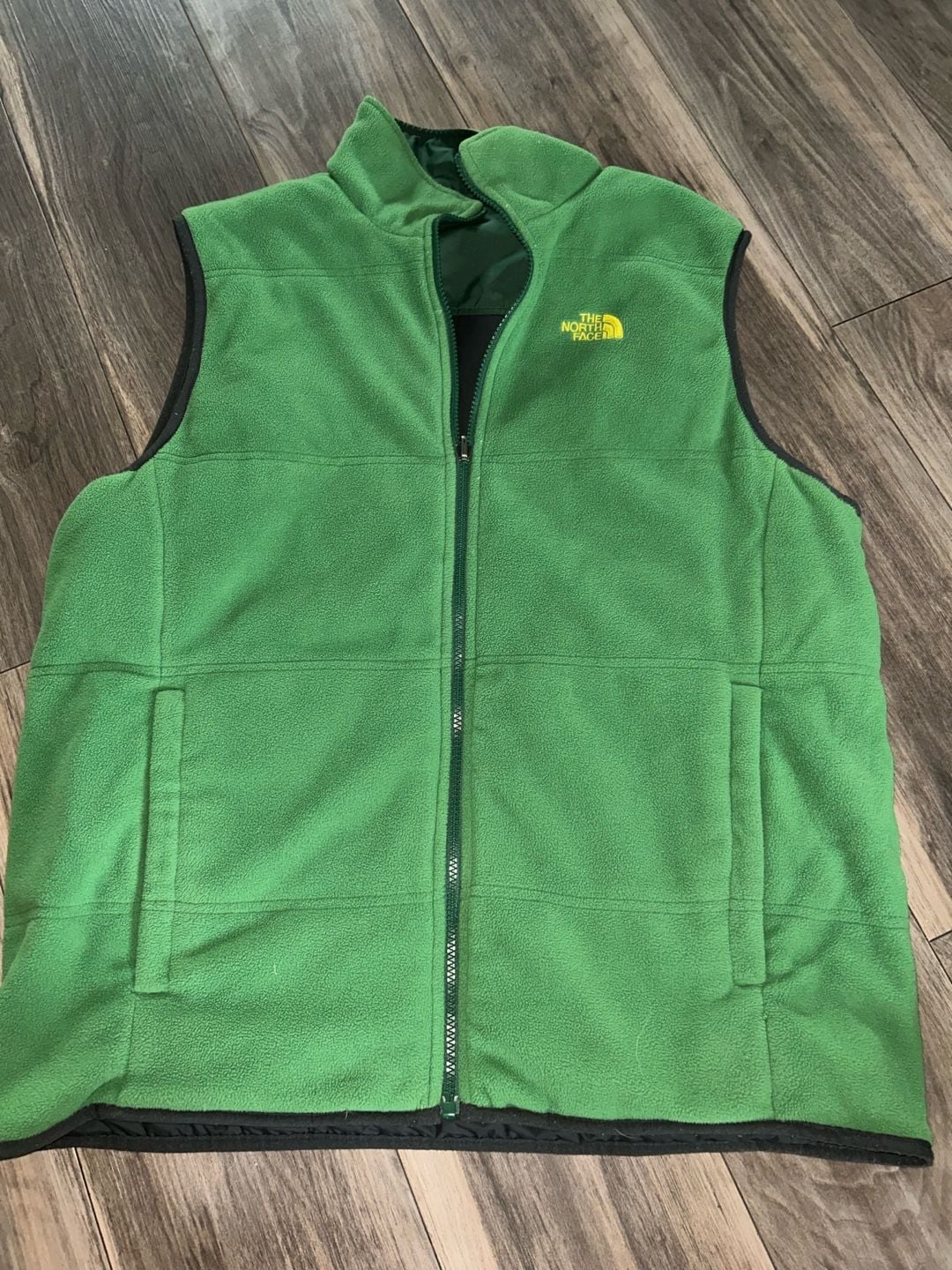 The North Face Reversible Fleece Vest Green Black Size Large 6
