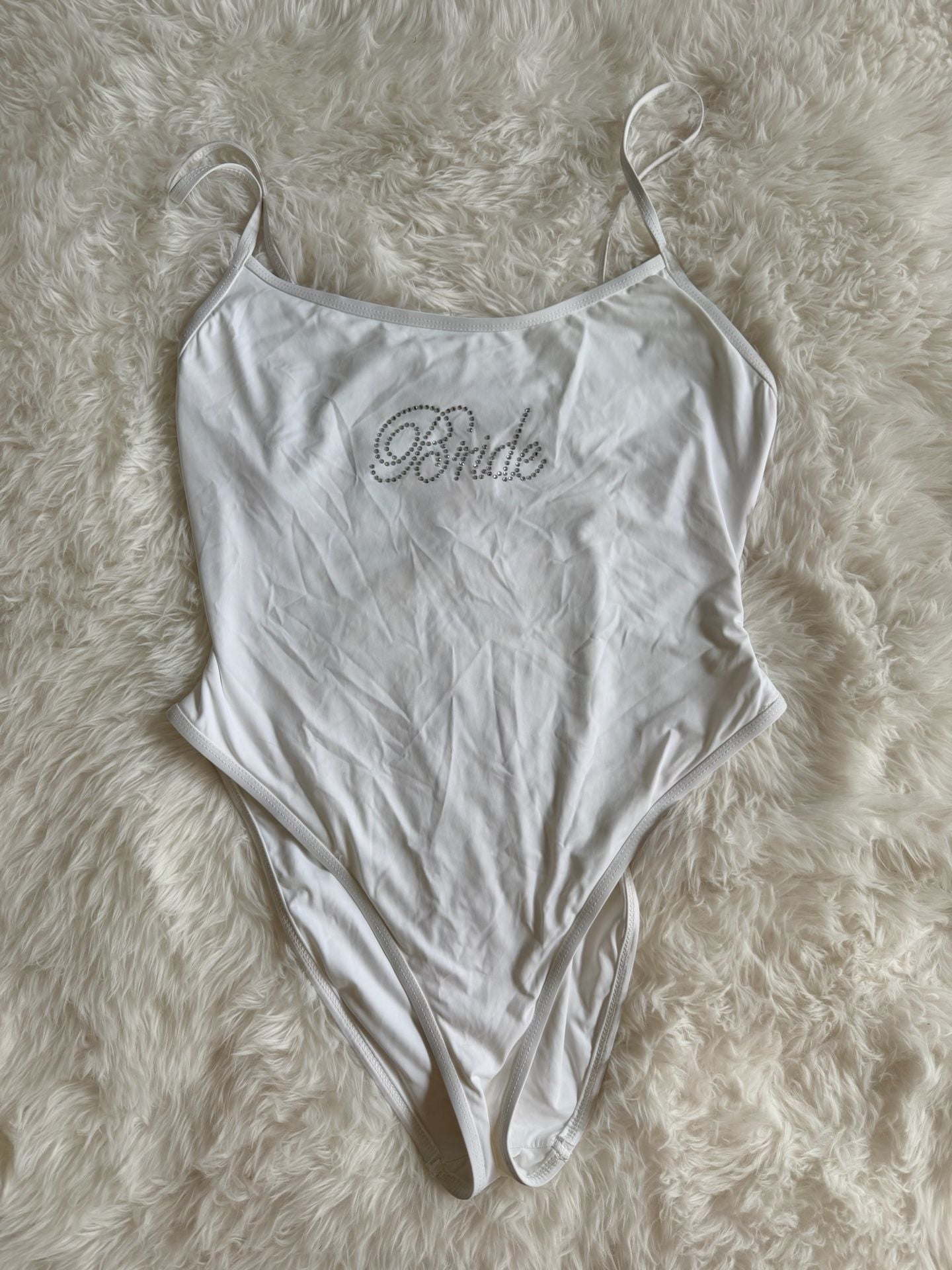 Bride Rhinestone Bodysuit White 1