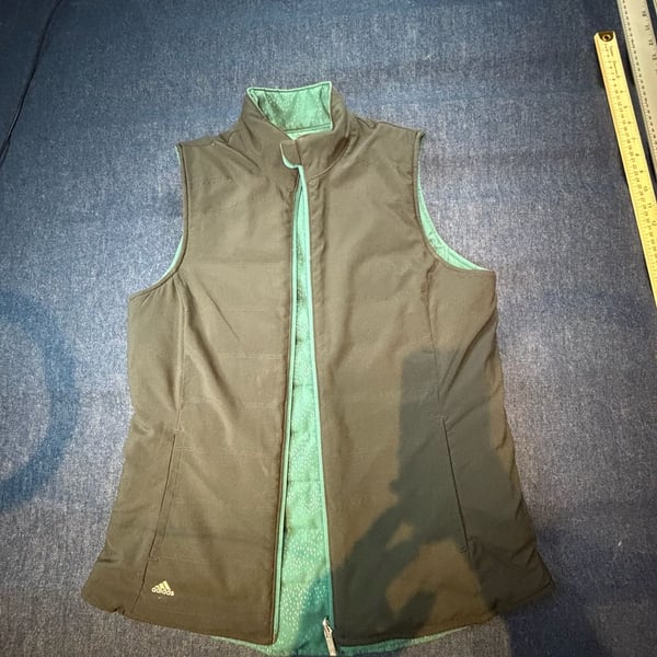 Adidas Women's Reversible Quilted Vest Green/Black Size M