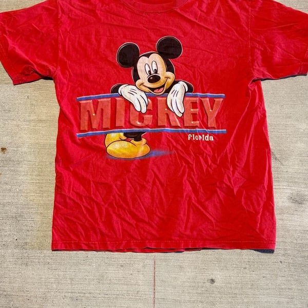 Vintage 90s Disney Mickey Mouse Florida Double Sided T-Shirt Red