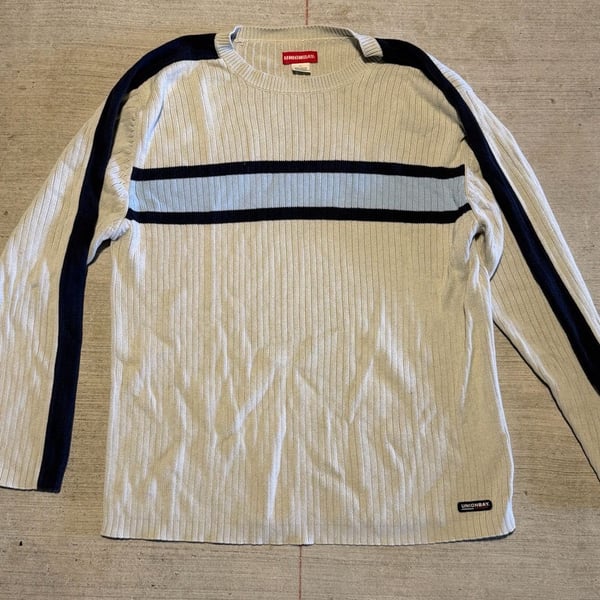 Vintage Unionbay Ribbed Knit Sweater XL Striped Crewneck