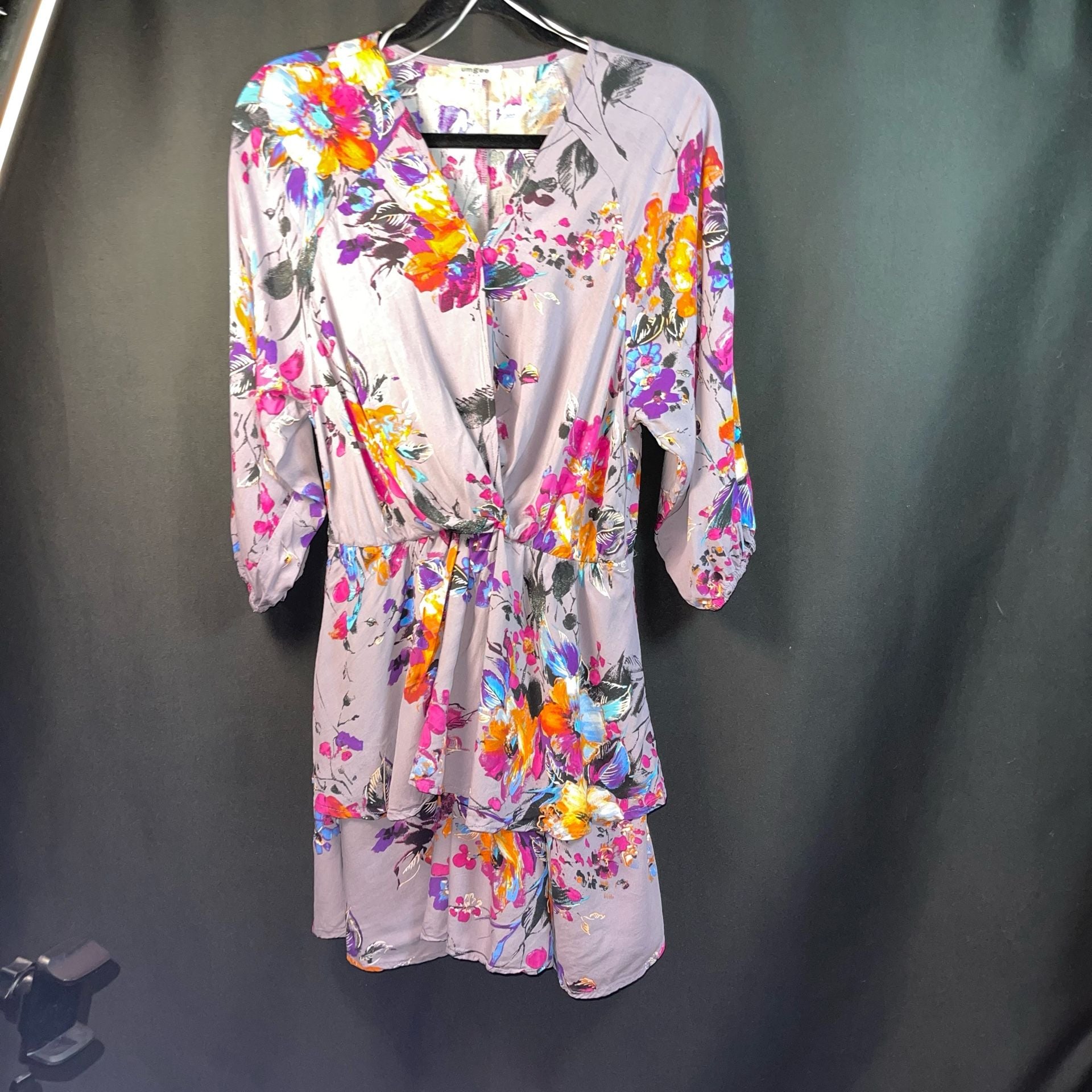 Umgee USA Floral Print Tiered Dress Size M 2