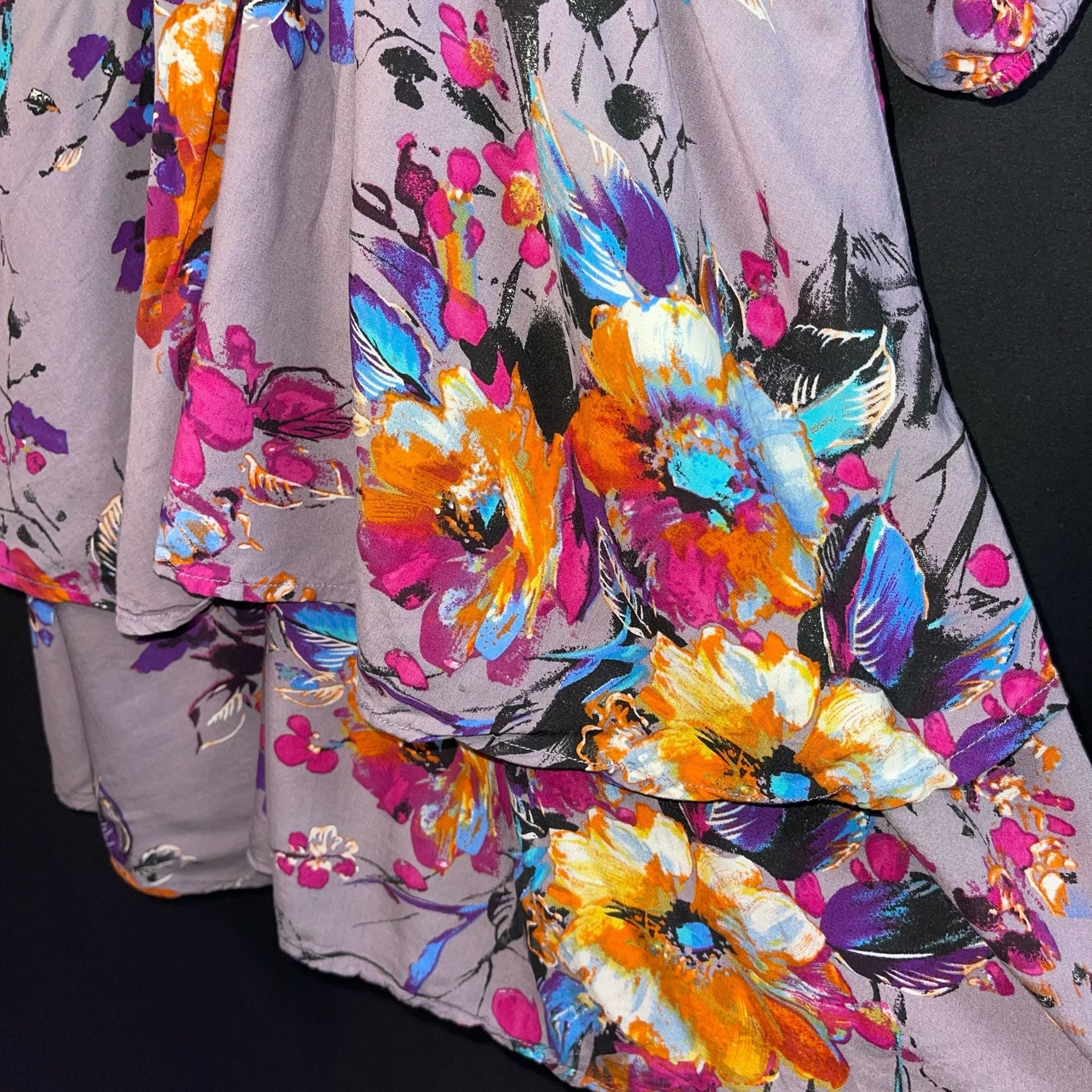 Umgee USA Floral Print Tiered Dress Size M 3
